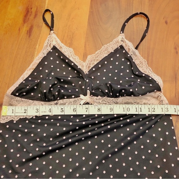 La Vie En Rose Sexy Romantic Pink Lace Polka Dot Camisole Slip Lingerie Dress - Picture 10 of 12